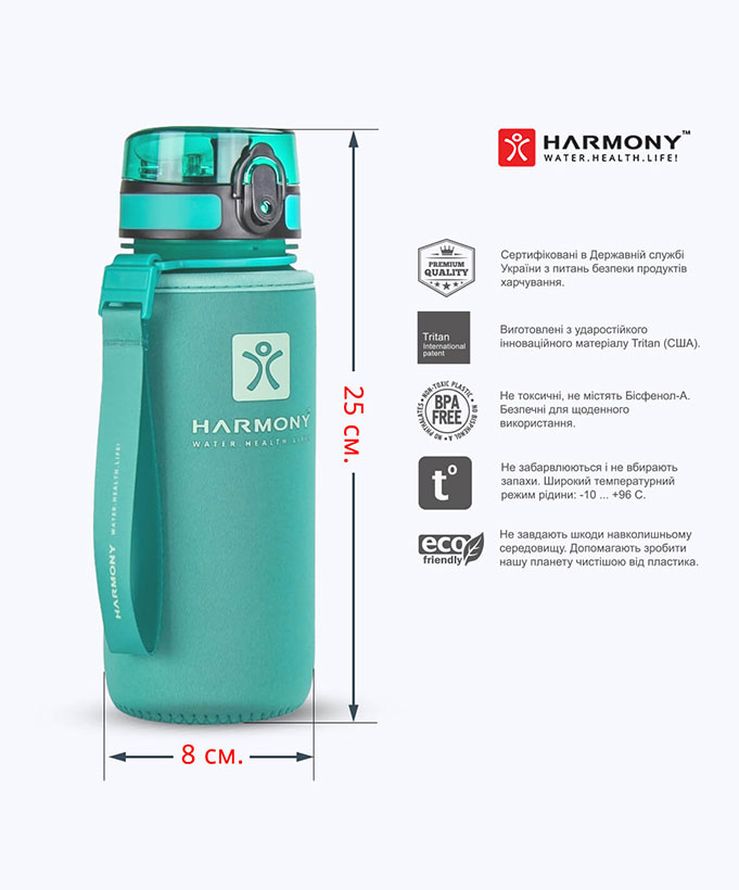 Пляшка для води Harmony Total Aqua 0,65 л.