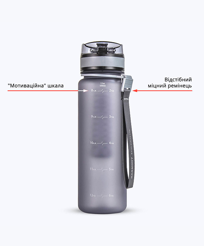 Пляшка для води Harmony Total Graphite 0,5 л.